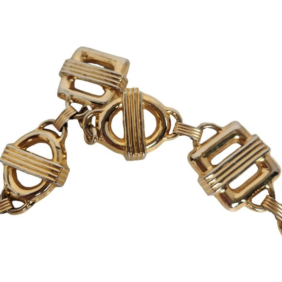 Vintage 1986 MZA of NY Gold Metal Statement Belt 37-3/4" L x 1-1/2" W - Picture 14 of 15